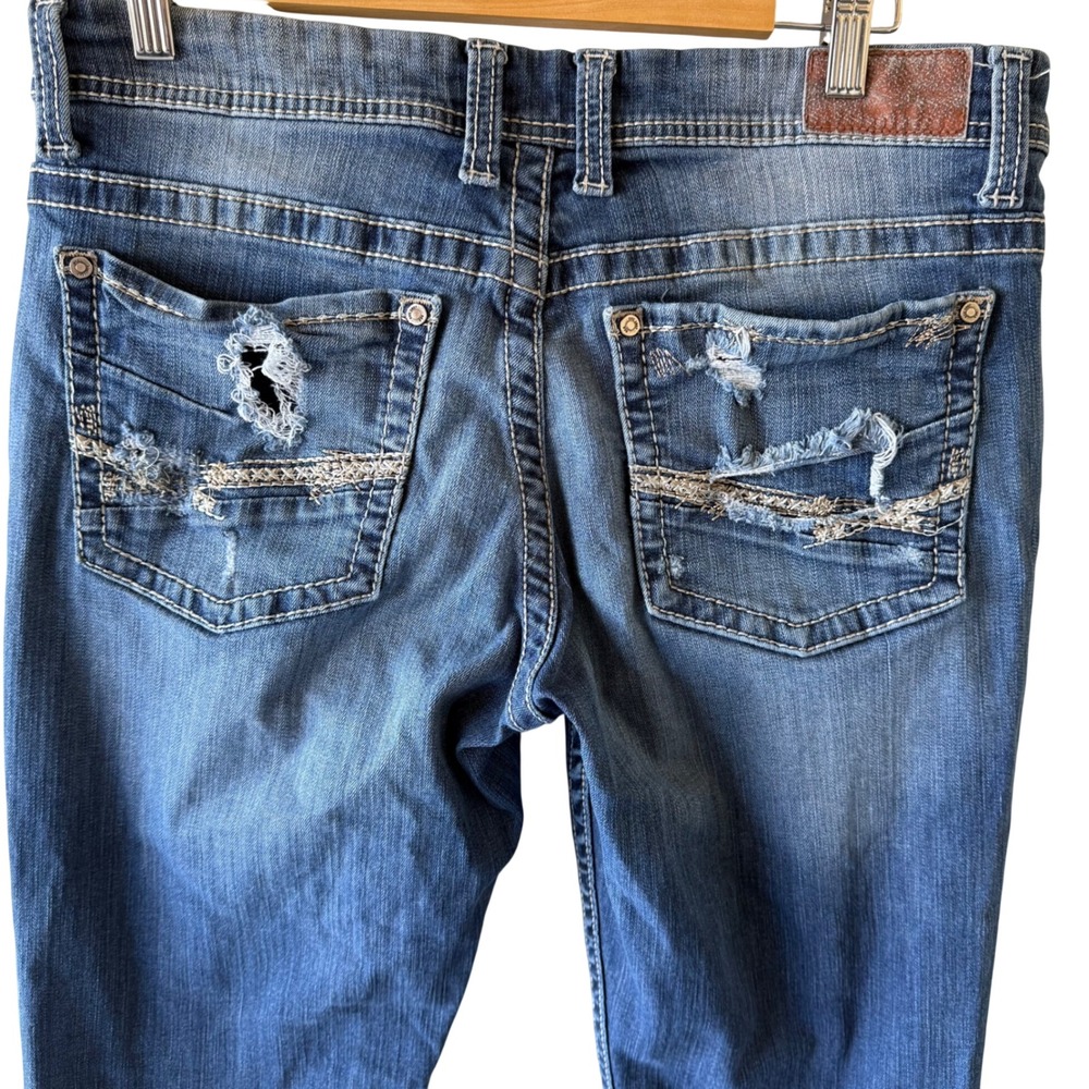 BKE Culture Rocker Straight Leg Distressed Western Jeans Medium Wash 32x31.5 - Picture 3 of 10